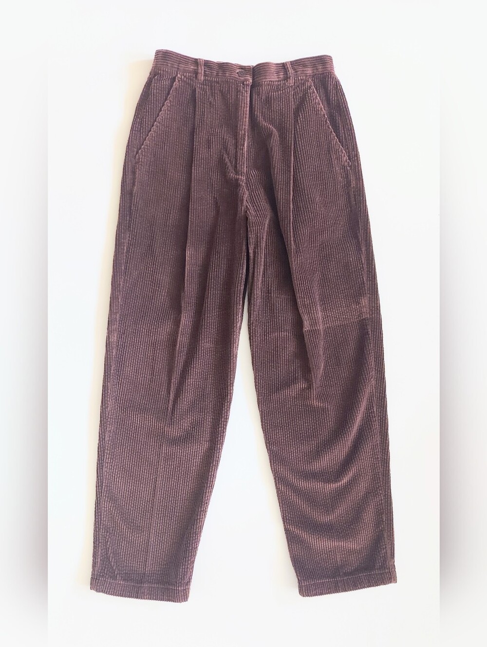 Nordstrom Pleated Front High Rise Straight Leg Corduroy Pants Brown Womens Sz 8
